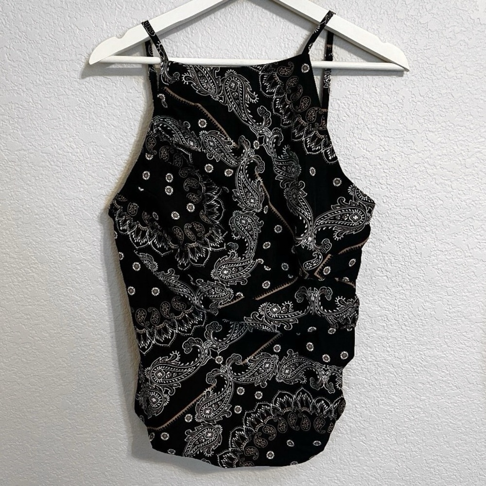 Entro Bandana Printed Halter Sleeveless Top Women S